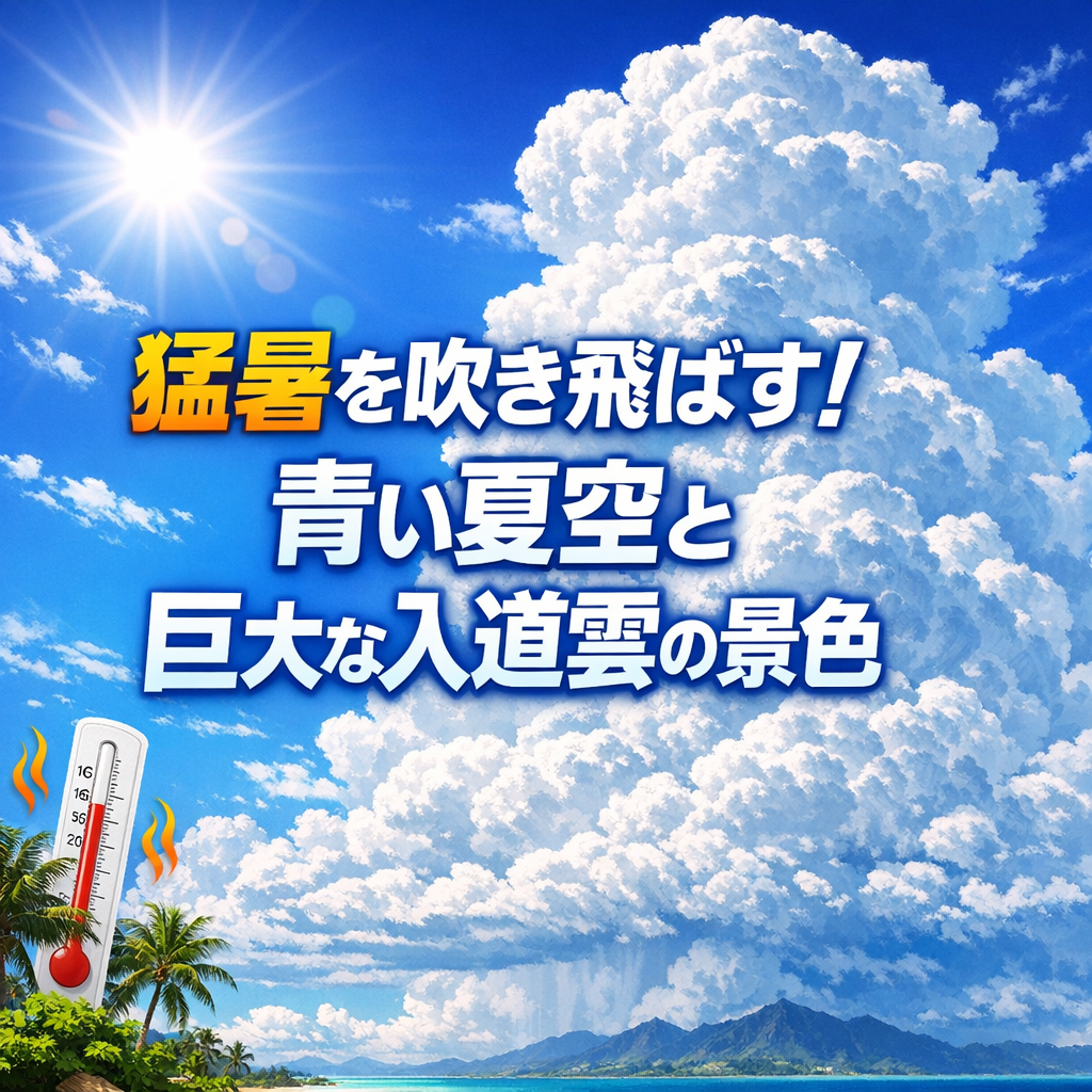 猛暑を吹き飛ばす！青い夏空と巨大な入道雲の景色